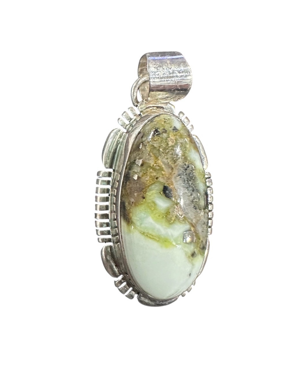 Nila Cook Johnson Navajo Sterling Silver Palomino Turquoise Oval Pendant